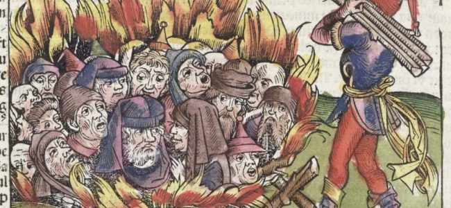 German School Jews burnt at the stake from the Nuremberg Chronicle by Hartmann Schedel 1440 1 Meister Drucke 419636